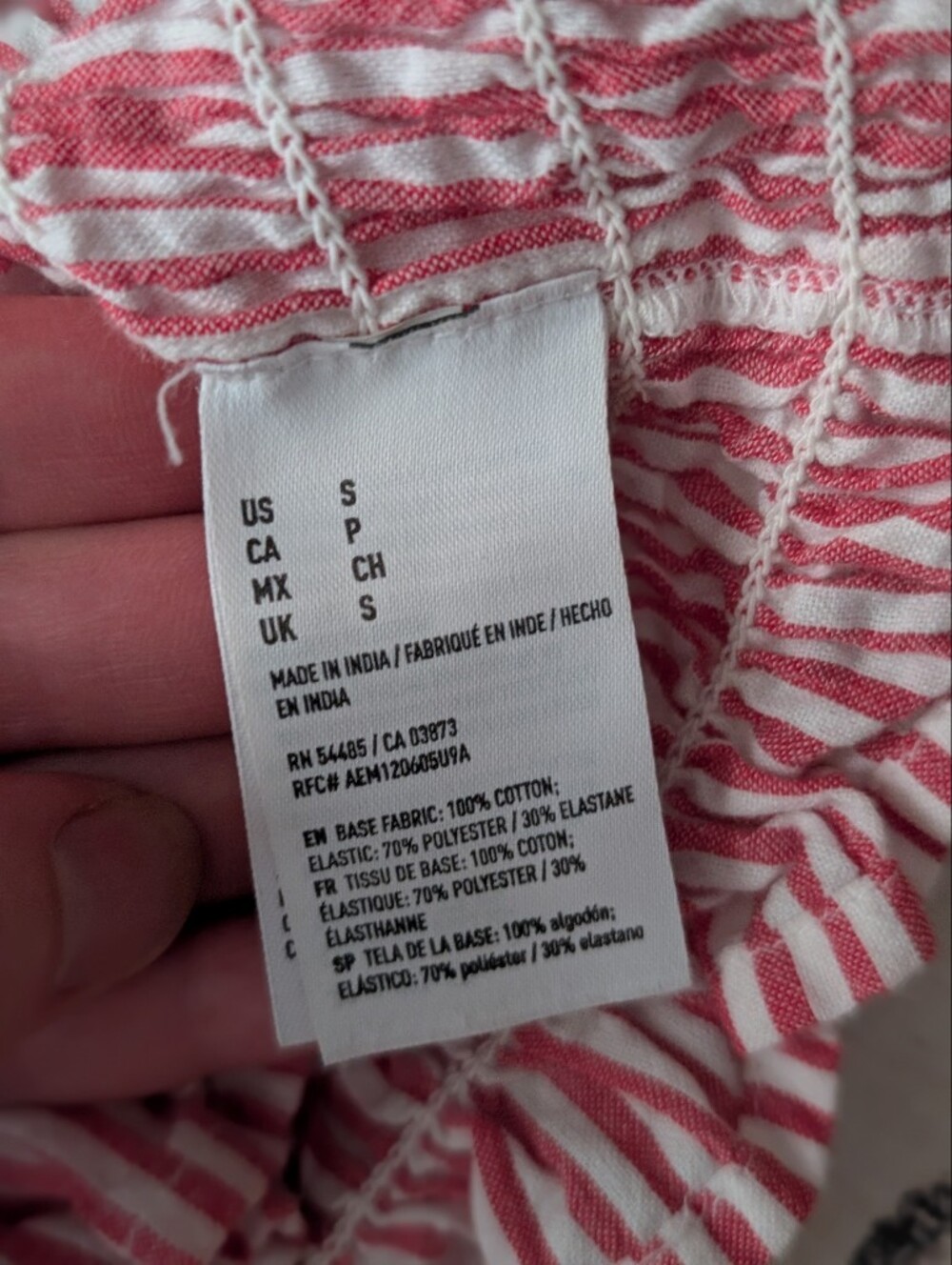 American Eagle Smocked Strapless Crop Top Small Red White Stripe Tassel Boho - Picture 5 of 5